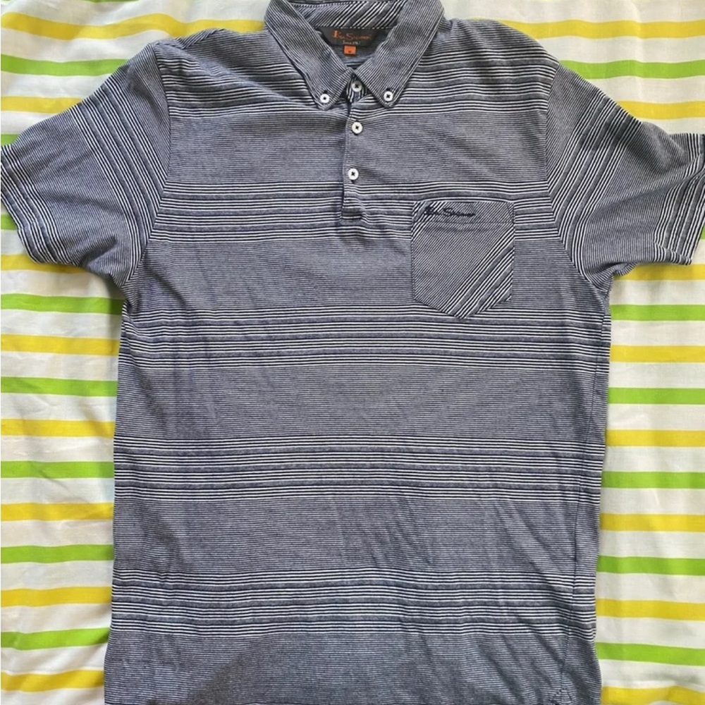 Ben Sherman Charcoal Striped Polo Shirt